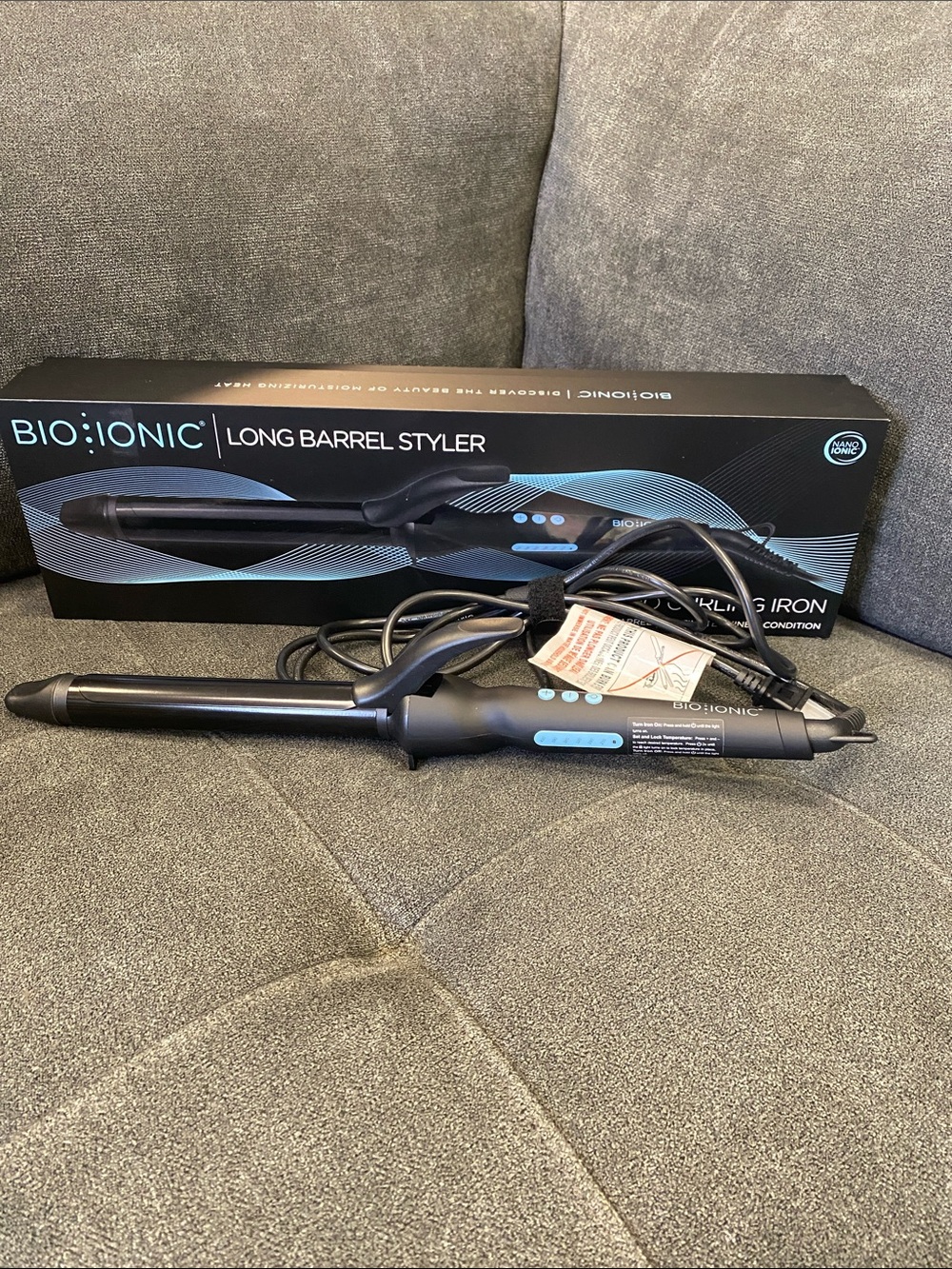 Bio Ionic Long Barrel Styler 1” Pro Curling Iron, Extra Long Barrel